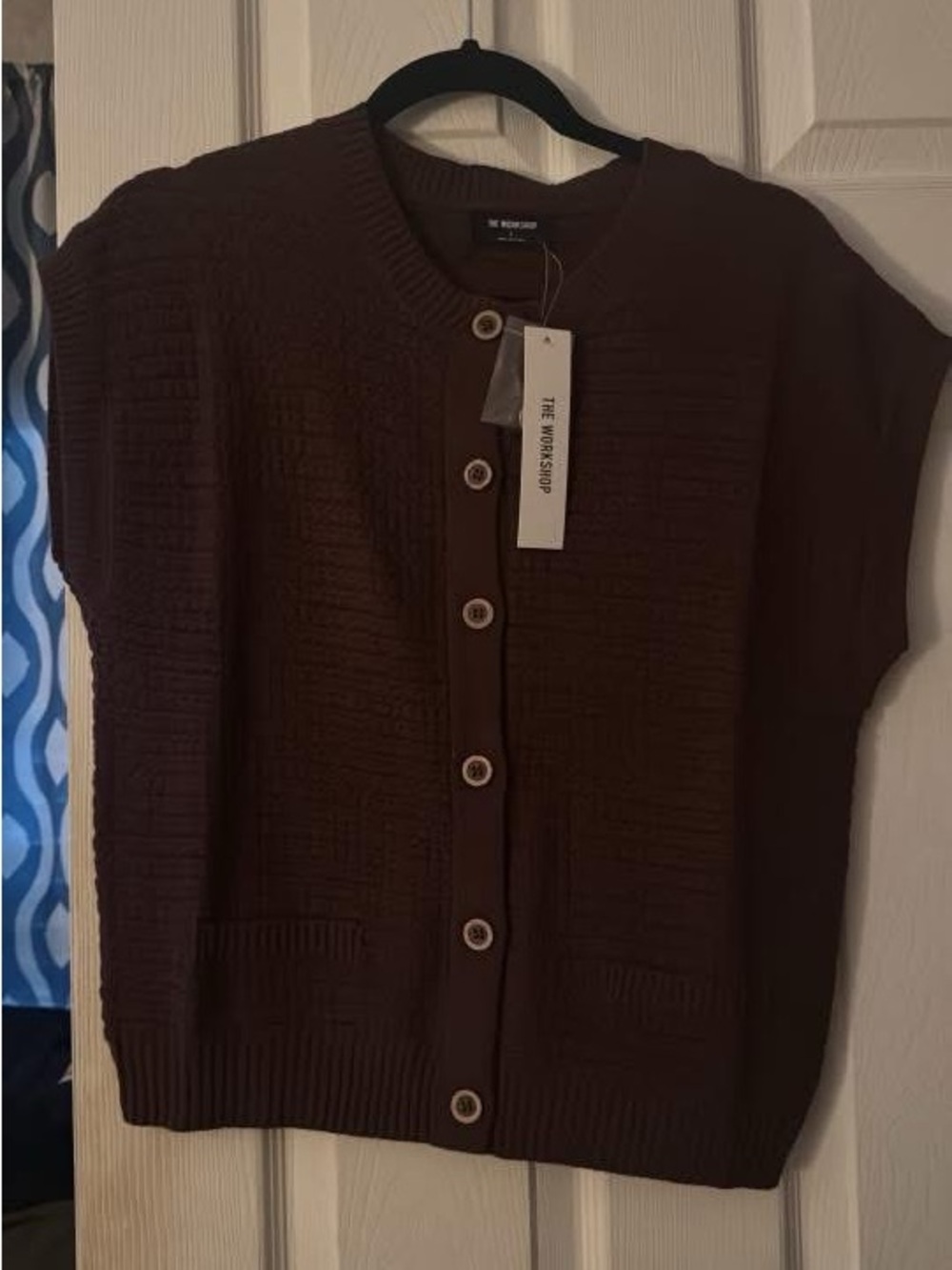 The Workshop Brown Button-Front Knit Vest